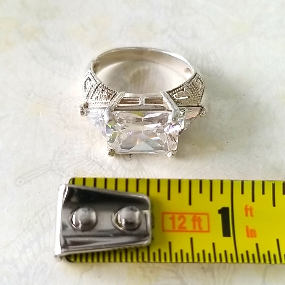 Vintage Cubic Zirconia Engagement Ring Sterling Silver 925 SZ 6 - Picture 12 of 16